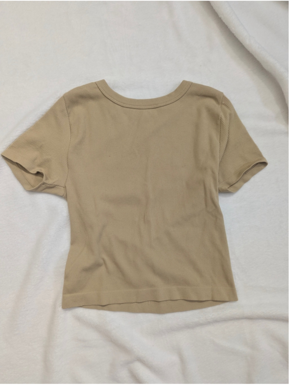 ONESTEPUP Ribbed Short Sleeve Tee Beige Size Small Medium